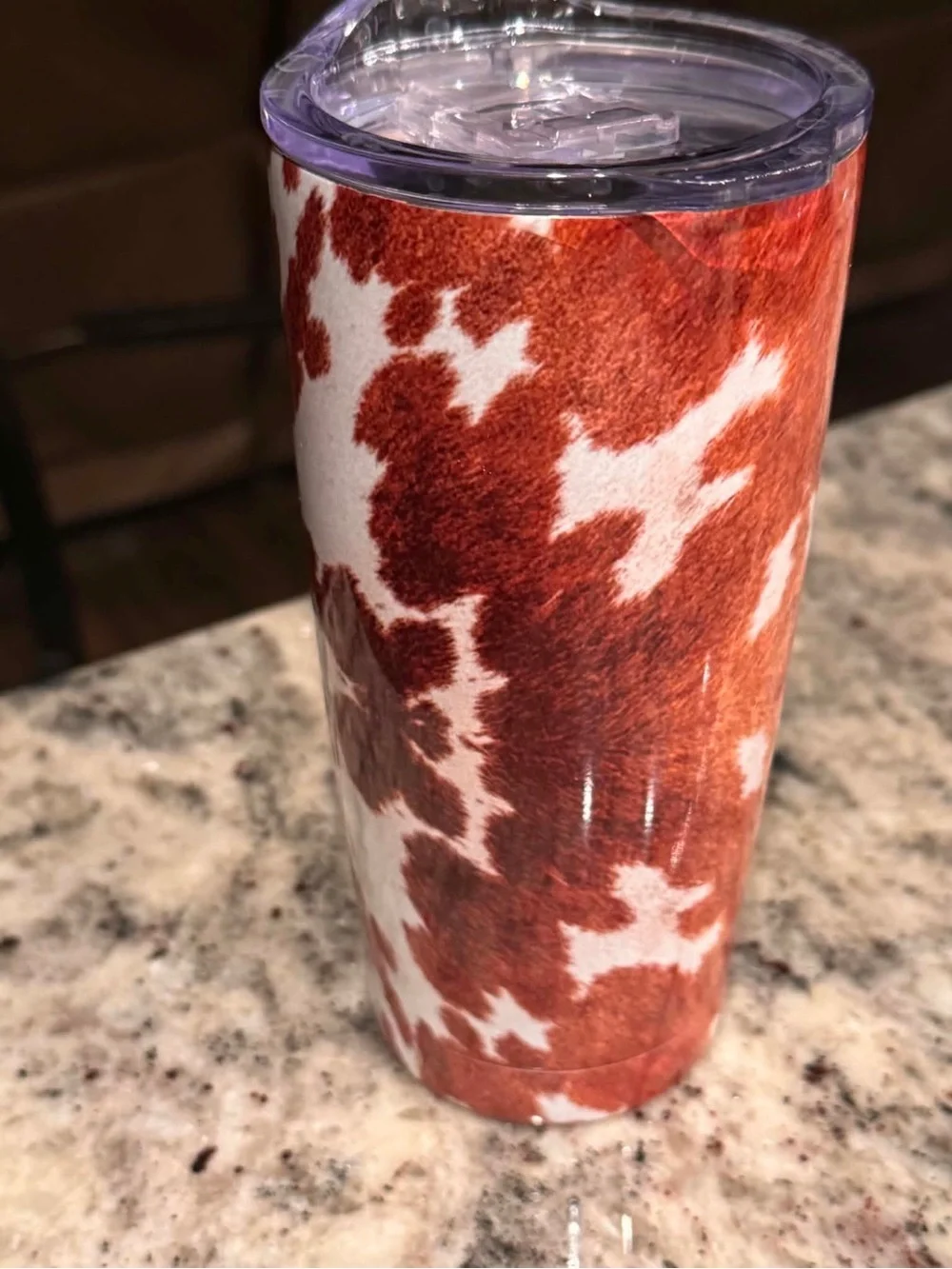 Carhartt cow Hand Crafted Red and White Cowhide Neon Highland Cow Travel Tumbler